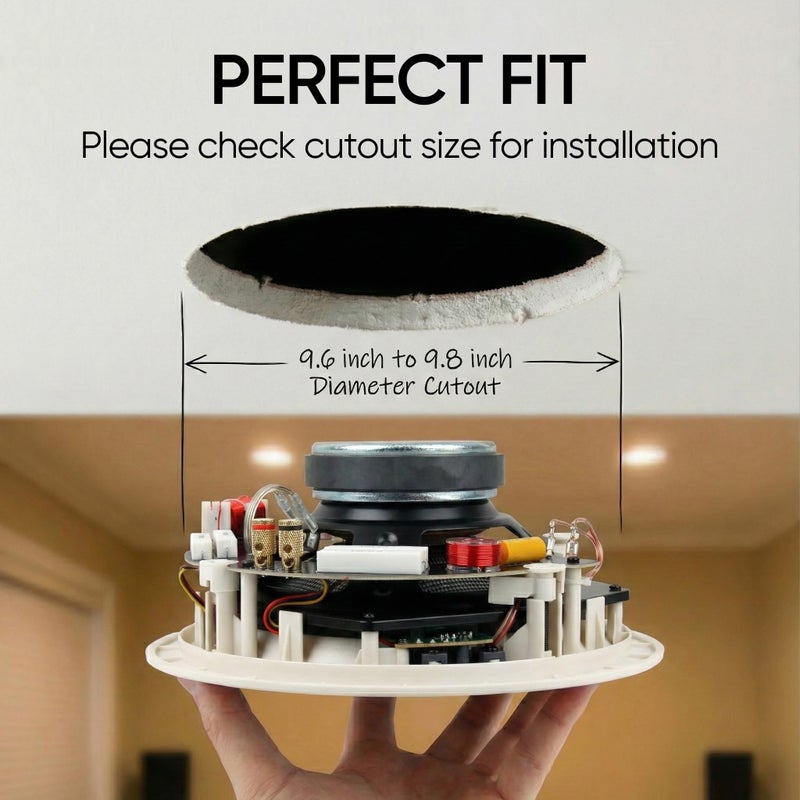 Micca Reference Series R-8C 2-Way in Ceiling in Wall Speaker, 8 Inch Woofer, 1-Inch Pivoting Aluminum Dome Tweeter, Tone Controls, 9.5-Inch Cutout Diameter, Each, White - Image 2